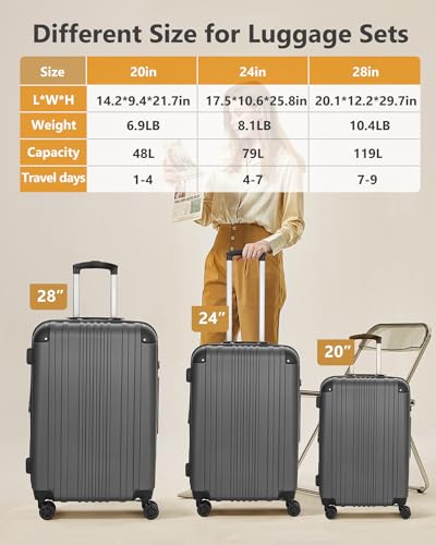 3-Piece Expandable Luggage Set with Spinner Wheels