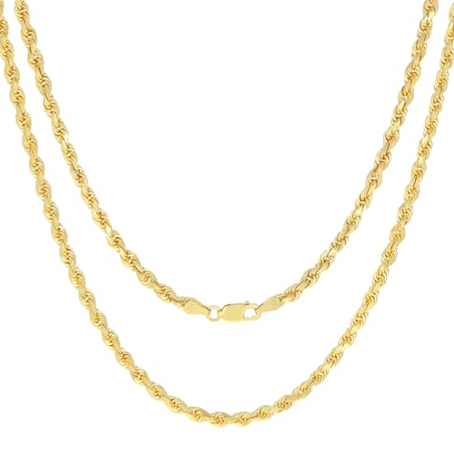 Nuragold Men's 14k Yellow Gold 3.5mm Rope Chain
