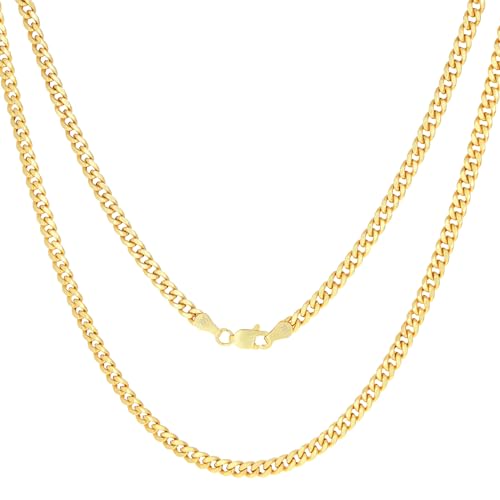 Nuragold 14k Gold 4mm Miami Cuban Chain Necklace