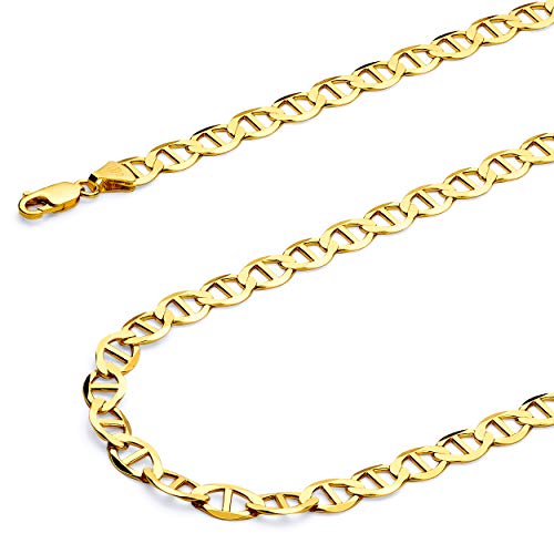 Real 14k Yellow Gold Men's Flat Mariner Necklace