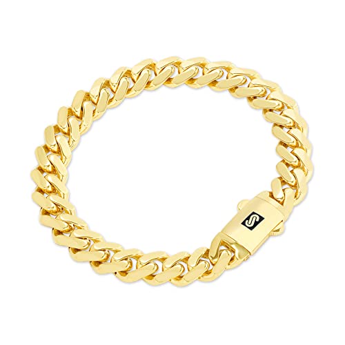 Nuragold 10k Yellow Gold Mens Cuban Link Bracelet