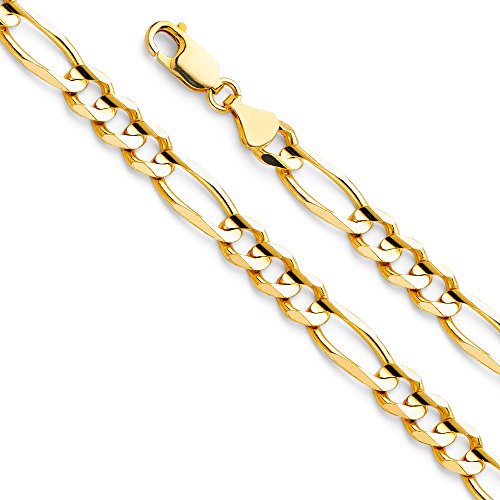 14k REAL Yellow Gold Men's Figaro Chain Necklace