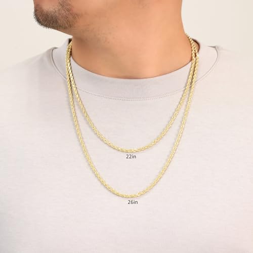 Nuragold Men's 14k Yellow Gold 3.5mm Rope Chain