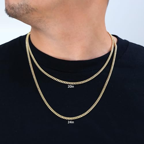 Nuragold 14k Gold 4mm Miami Cuban Chain Necklace
