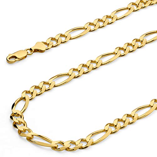 14k REAL Yellow Gold Men's Figaro Chain Necklace