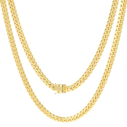 14k Yellow Gold Miami Cuban Link Chain Necklace