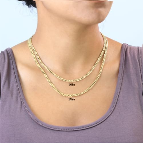 Nuragold 14k Gold 4mm Miami Cuban Chain Necklace