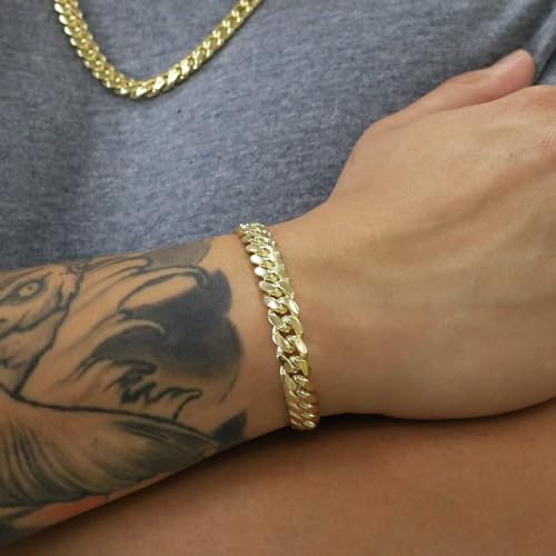 Nuragold 14k Yellow Gold Miami Cuban Link Bracelet