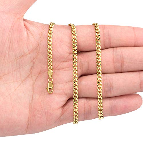Nuragold 14k Gold 4mm Miami Cuban Chain Necklace