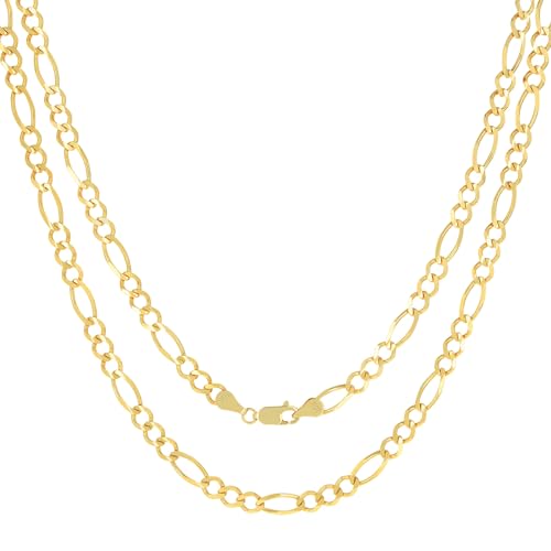 Nuragold 10k Yellow Gold Figaro Chain Necklace
