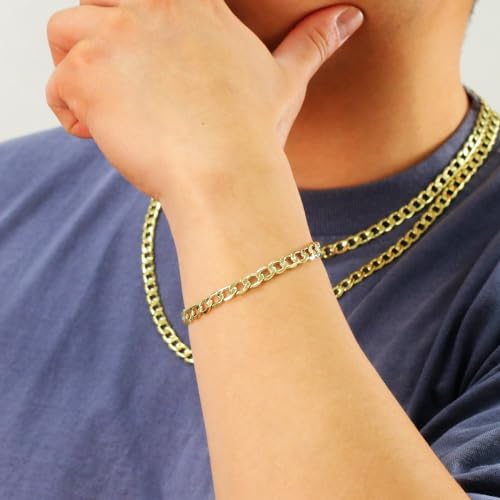 14k Yellow Gold Cuban Curb Link Chain Bracelet