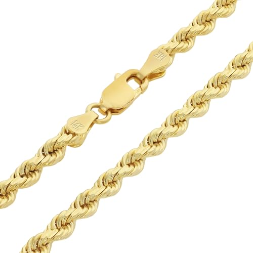 Nuragold Men's 14k Yellow Gold 3.5mm Rope Chain