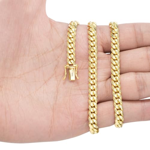 14k Yellow Gold Miami Cuban Link Chain Necklace