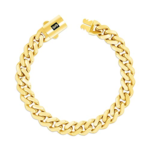 Nuragold 10k Yellow Gold Mens Cuban Link Bracelet
