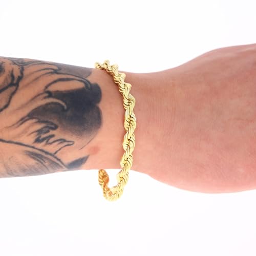 Nuragold 14k Yellow Gold 7mm Rope Bracelet