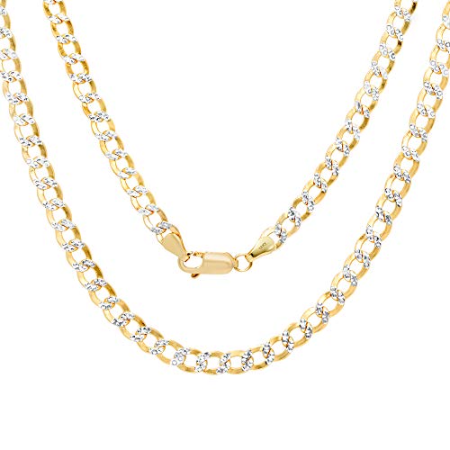 14k Yellow Gold Cuban Chain Necklace Two Tone