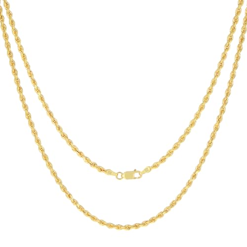 Nuragold 10k Diamond Cut Rope Chain Necklace, Mens/Womens