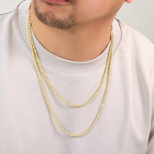 Nuragold Men's 14k Yellow Gold 3.5mm Rope Chain