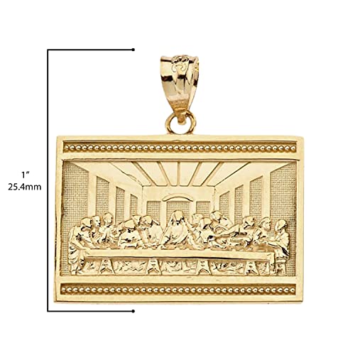 14K Yellow Gold Last Supper Rectangle Medal Necklace