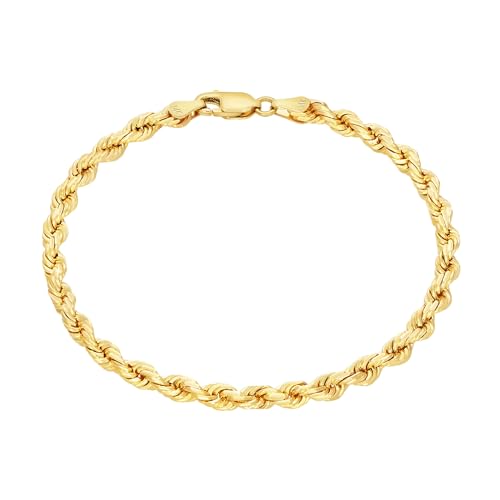Men's 14k Yellow Gold 4mm Rope Chain Bracelet