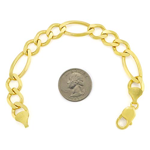 Men's 14k Yellow Gold 12mm Thick Figaro Chain Bracelet