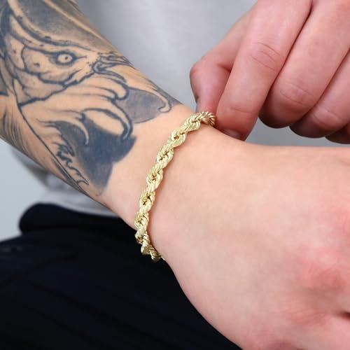 Nuragold 14k Yellow Gold 7mm Rope Bracelet