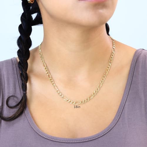 Nuragold 10k Yellow Gold Figaro Chain Necklace
