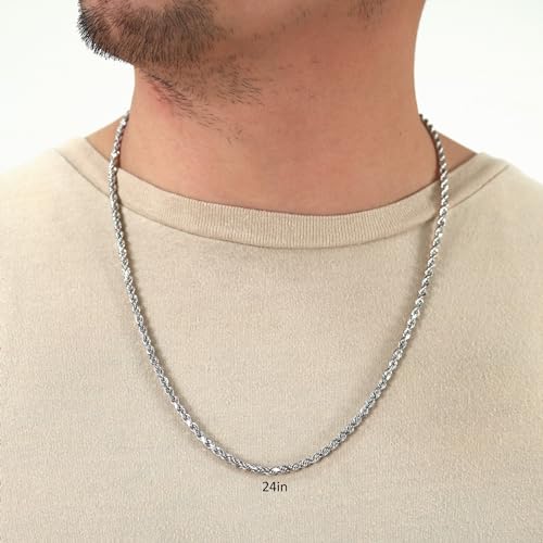 Nuragold 10k White Gold 4mm Rope Chain Necklace