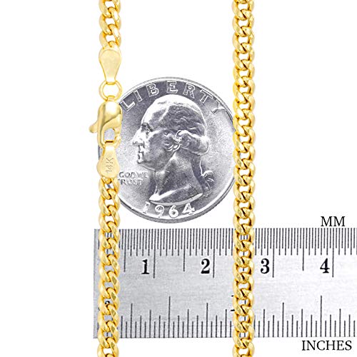 Nuragold 14k Gold 4mm Miami Cuban Chain Necklace