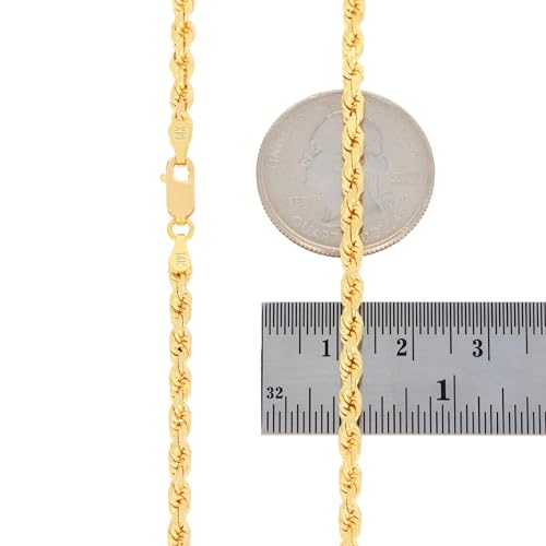 Nuragold Men's 14k Yellow Gold 3.5mm Rope Chain