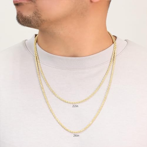 Nuragold 10k Diamond Cut Rope Chain Necklace, Mens/Womens