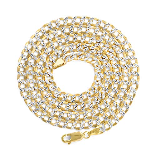 14k Yellow Gold Cuban Chain Necklace Two Tone