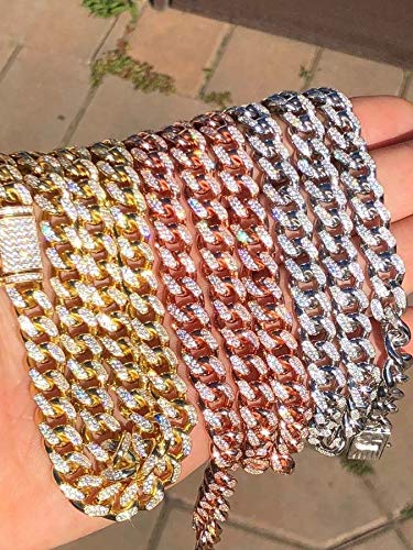 925 Sterling Silver Iced Out Cuban Link Set