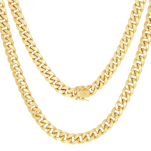 Nuragold 14k Yellow Gold Miami Cuban Link Necklace