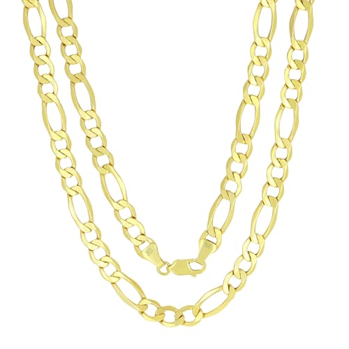Nuragold 10k Figaro Chain Link Necklace Set