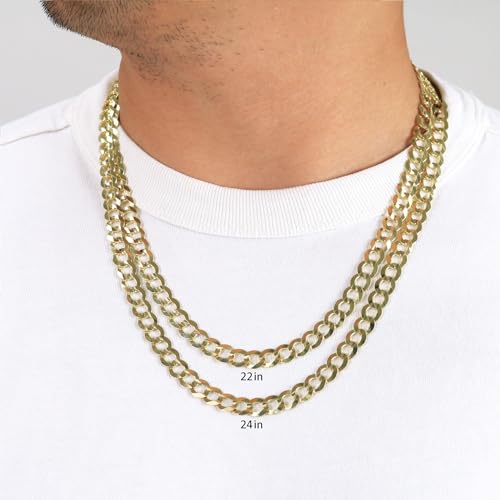 10k Yellow Gold 8mm Mens Cuban Curb Necklace