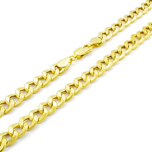Nuragold Yellow Gold Cuban Curb Link Chain Necklace