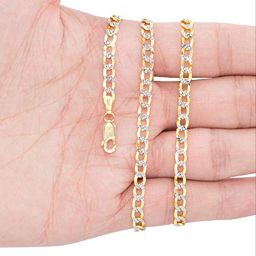 14k Yellow Gold Cuban Chain Necklace Two Tone