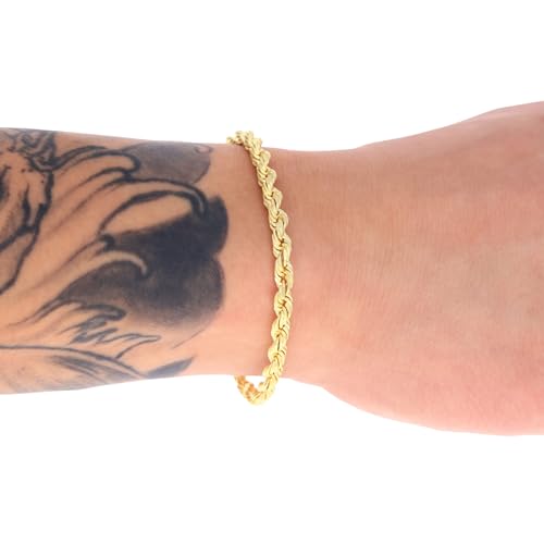 Men's 14k Yellow Gold 4mm Rope Chain Bracelet