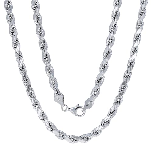 10k White Gold Diamond Cut Rope Chain Necklace