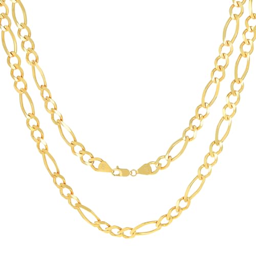 Nuragold 14k Yellow Gold 8mm Figaro Chain Necklace