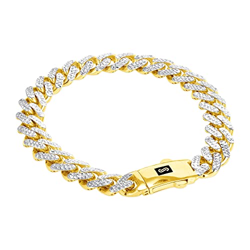 Nuragold 10k Yellow Gold Cuban Link Bracelet Men's