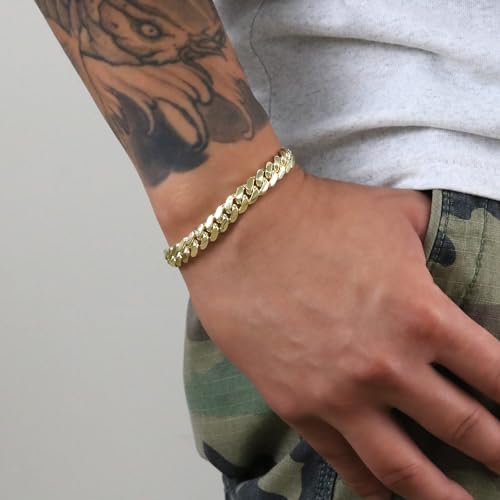Nuragold 14k Yellow Gold Miami Cuban Link Bracelet