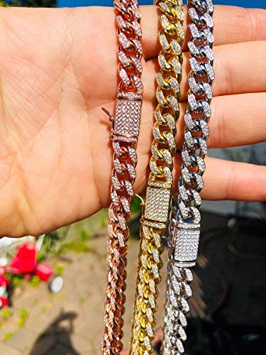 925 Sterling Silver Iced Out Cuban Link Set