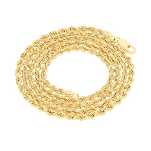 Nuragold 10k Diamond Cut Rope Chain Necklace, Mens/Womens