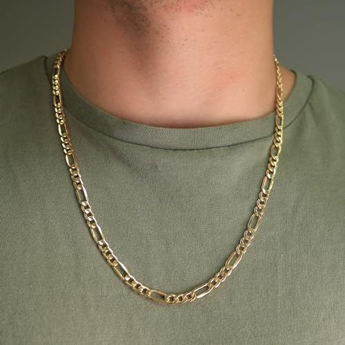 Nuragold 10k Figaro Chain Link Necklace Set