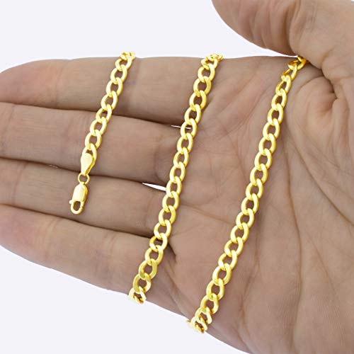 Nuragold Yellow Gold Cuban Curb Link Chain Necklace