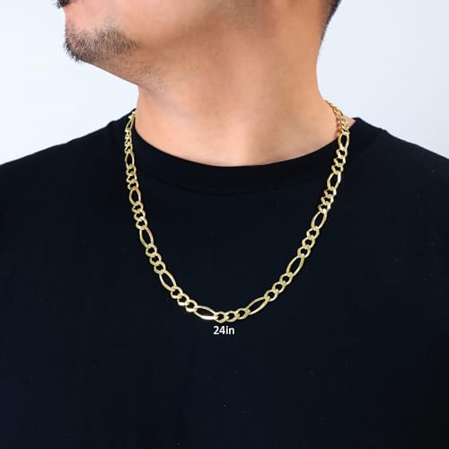 Nuragold 14k Yellow Gold 8mm Figaro Chain Necklace