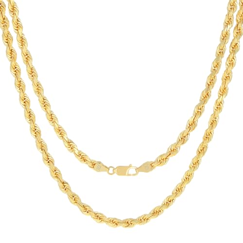 Nuragold 10k Yellow Gold 5mm Rope Chain Necklace