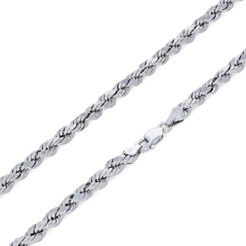 Nuragold 10k White Gold 4mm Rope Chain Necklace